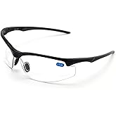 V.W.E. Bifocal Sport Protective Safety Glasses Bi-focal - Clear Lens Reader Reading - Ansi Z87.1 Certified (Gloss Black, 1.75)