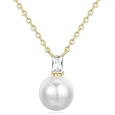 GAVU 925 Sterling Silver Imitation Pearl Necklace for Women, Single Pearl Pendant Necklace for Women