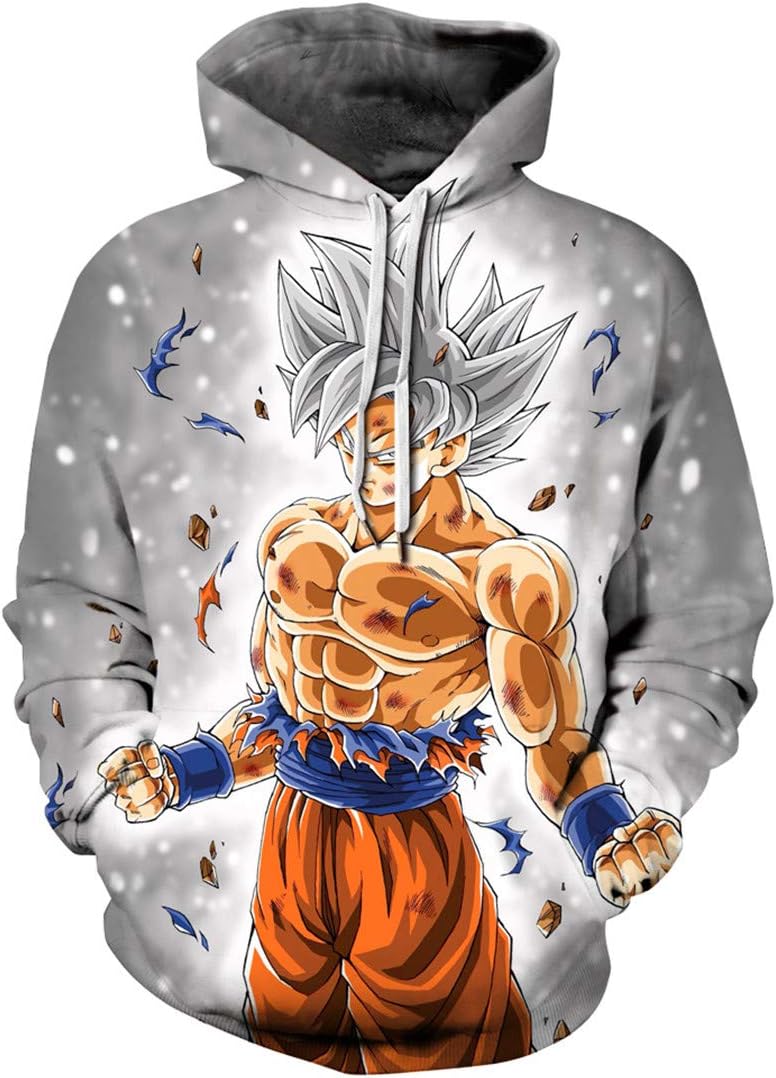 PANOZON Men 3D Printed Hoodies Drawstring Hooded Front Pocket Cool Long Sleeve Loose Fit Hoodies