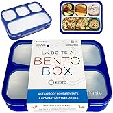 Bento Lunch Box for Kids Boys Adults, School Lunch-Box 4 Leakproof Compartments Snackle Snack Container with Utensils, Blue