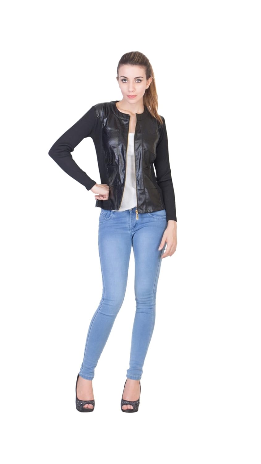 raabta fashion women's faux leather jacket (rjw2022, black, medium)