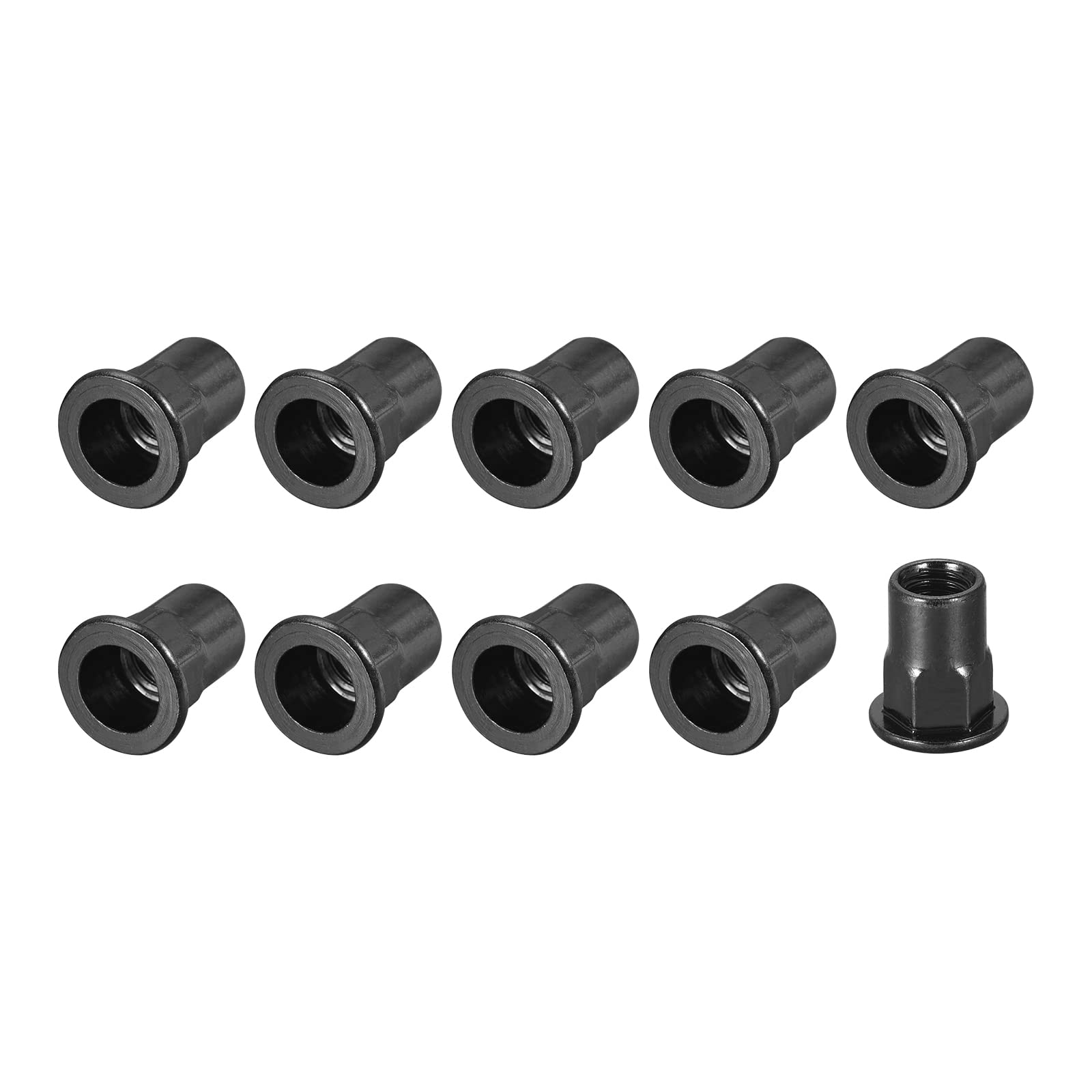 METALLIXITY Rivet Nuts (M8) 20Pcs, Carbon Steel Half Hex Threaded Insert Nuts - for Furniture Mechanical Fasteners, Black