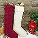 LimBridge Christmas Stockings, 2 Pack 18 inches Large Size Cable Knit Knitted Xmas Rustic Personalized Stocking Decorations for Family Holiday Season Decor, Cream or Burgundy