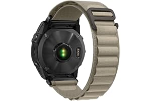 1963 WATCH Nylon Watch Band 26mm for Garmin Fenix 7X / Fenix 6X / Fenix 5X / Enduro 2, Hook and Loop Fasteners Watch Strap with Stainless Steel Clasp for Tactix 7 Pro, Instinct, Descent