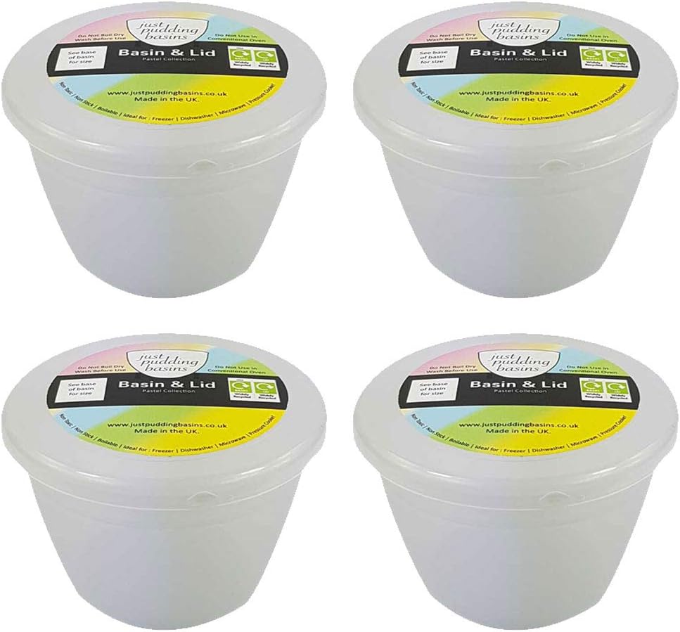 1/2 Pint Pudding Basin and Lid Pack of 4 Plastic Pudding Basins 280ml (0.5pt) SmallMedium Size