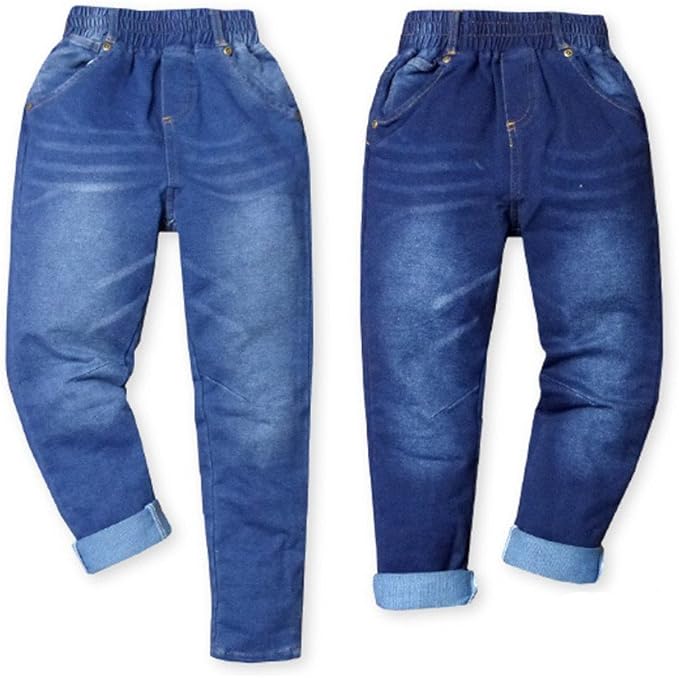 Amazon 子供服 男の子 デニム ロング パンツ Lapsen ボトム ウォッシュ加工 ストレッチ 裾ロールアップ ウエストゴム 男児 キッズ 2 ネイビー 110cm ロングパンツ 通販
