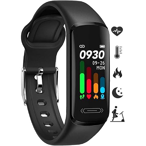 Fitness Tracker HR, Activity Fitness Trackers with Body Temperature Heart Rate Sleep Health Blood Pressure Monitor, IP68 Wate