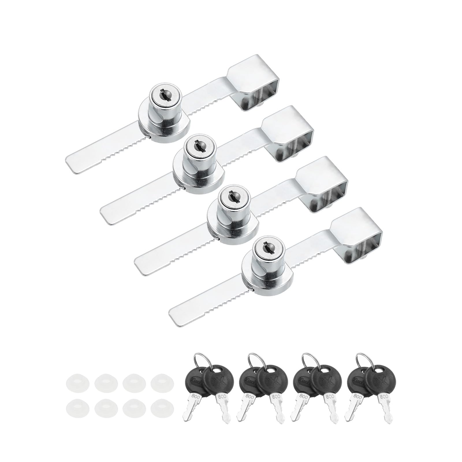 PATIKIL 4 Pack Sliding Glass Door Ratchet Lock with 8 Keys 5.6x0.6inch, Silver