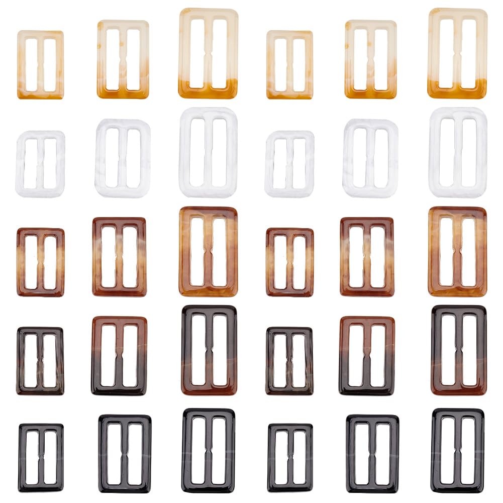 FINGERINSPIRE 30PCS 3.2cm Coat belt buckle 15 Styles Rectangular Resin Scarves Buckle Resin Silk Scarf Buckle Clothing Ring Wrap Holder for Clothing Blouse Scarf Fashion Decoration Accessories