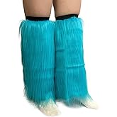 FHQHTH Fuzzy Faux Fur Leg Warmers Fur Heels Long Boots Cuff Cover has Elasticity One Pair Dionysia Boot cover Carnival 18"