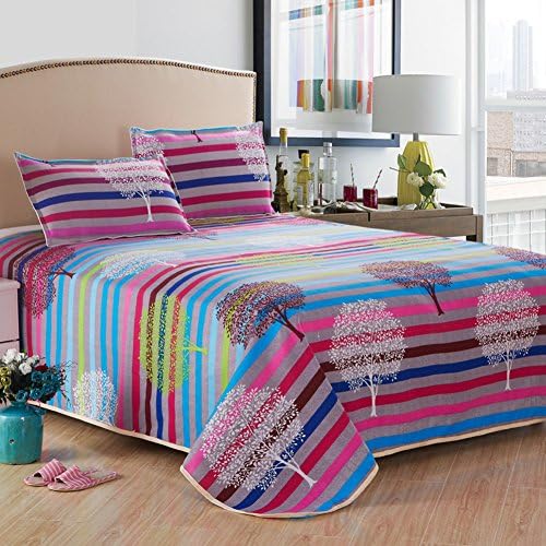 Gingham stripe printed sheet/Four seasons single single double bed-E 230x250cm(91x98inch)