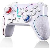 AURITHYX Switch Pro Controllers Compatible with Nintendo Switch/Lite/OLED/PC, Game Gamepad with Dual Vibration/Gyro Axis/Turbo/Programmable/RGB Lighting(Beige