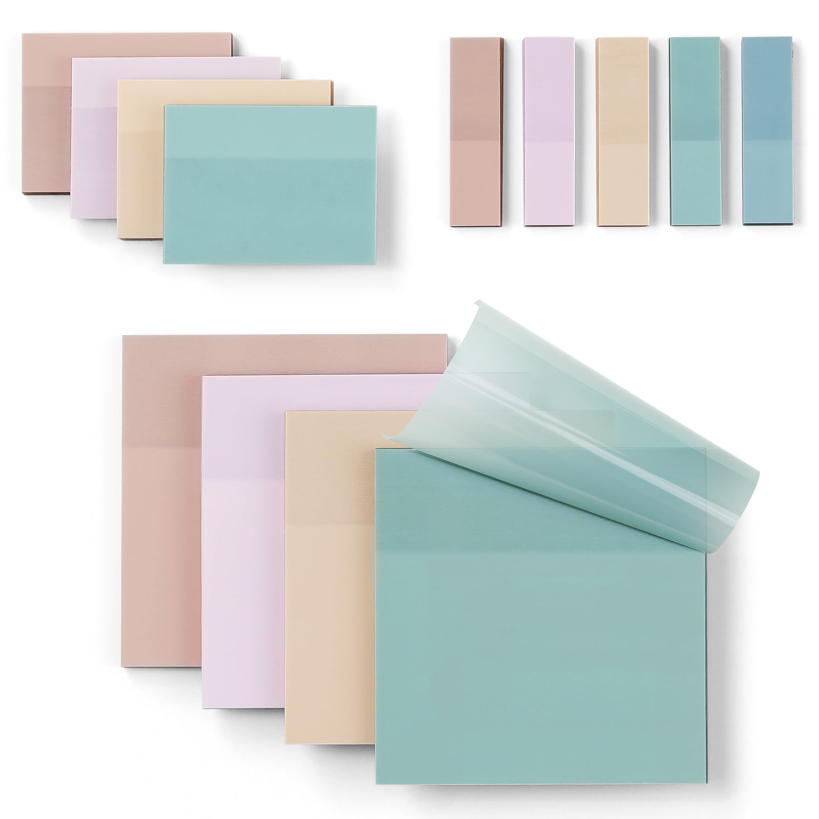Photo 1 of [650 Sheets] Transparent, 3 Sizes Clear Sticky Notes Pads, Pastel Color Waterproof Self-Adhesive Translucent See Through Sticky Notes for Annotating Books,School & Office