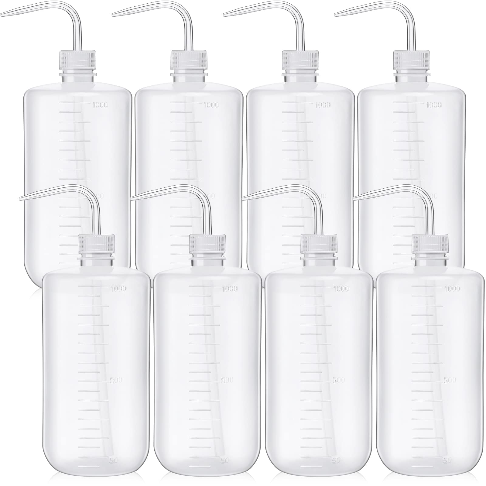 Photo 1 of Mumufy 8 Pcs 1000 ml 33 oz Plastic Squeeze Bottle Safety Wash Squirt Tattoo with Narrow Mouth and Scale for Chemistry Industry Gardening Washing Cleaning