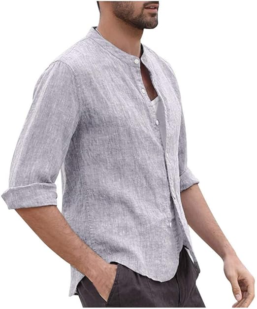 Leinenhemd Herren Langarm - Slim Fit Sommerhemd Aus Atmungsaktivem Leinen
