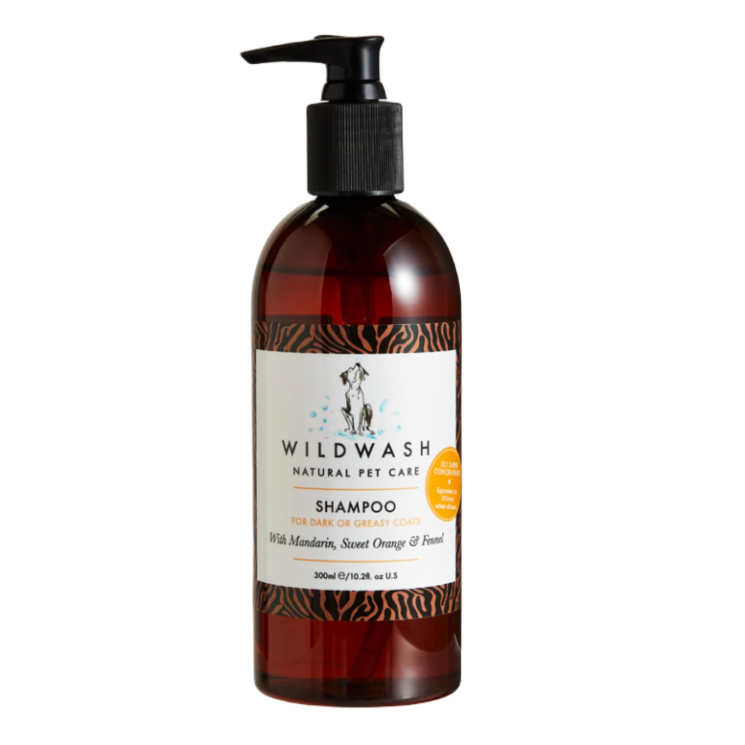 WildWash Dark Coat Shampoo for Dogs 300ml - For Dark or Greasy Hair, Prevents Excess Shedding - Natural, Sulphate and Paraben-Free for Sensitive Skin - Concentrated Formula for 10-20 Washes