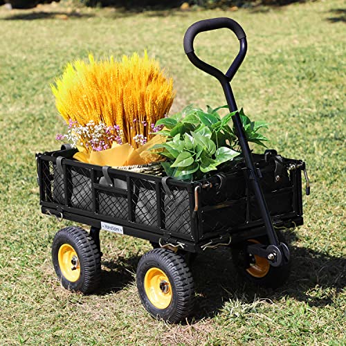 Yardsam Utility Steel Garden Carts and Wagons, Heavy Duty Lawn Wagon