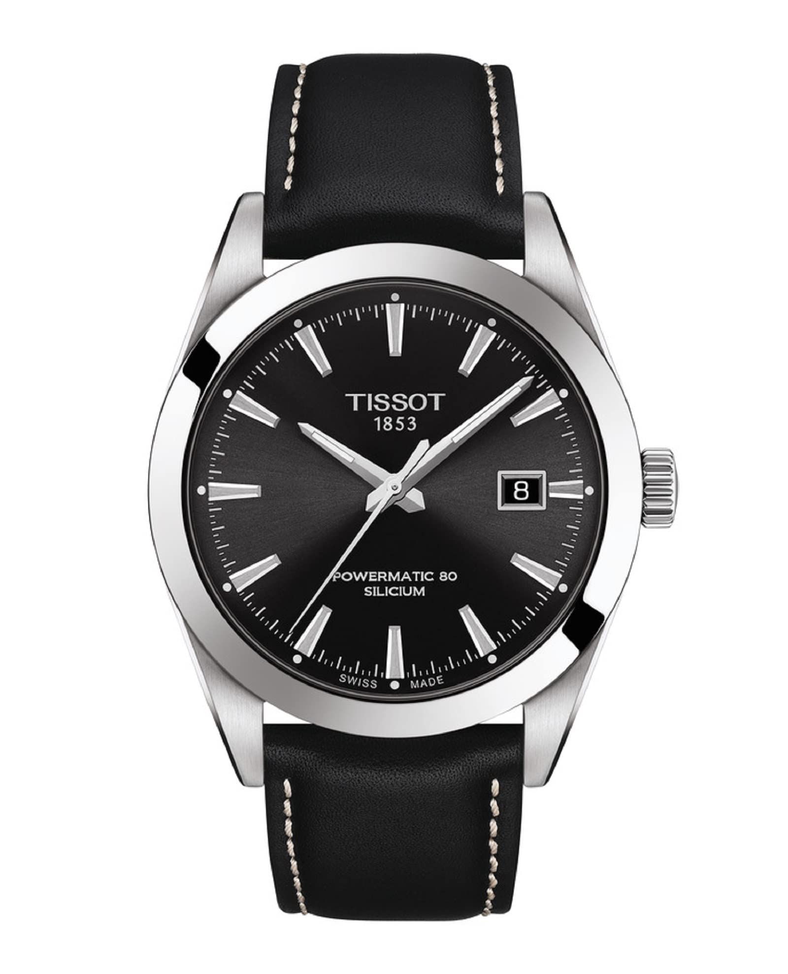 Reloj de vestir Tissot Gentleman de acero inoxidable para hombre negro T1274071605100