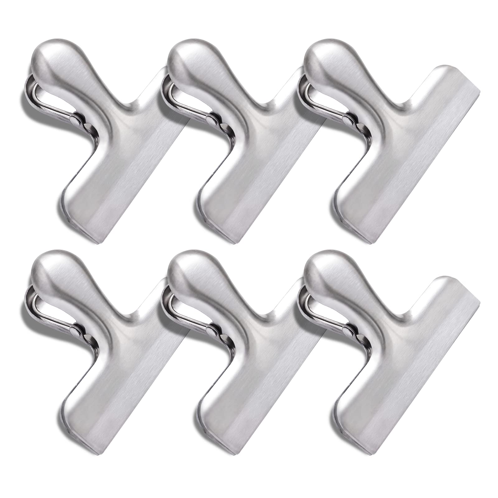 Photo 1 of 6 Pack Bag Clips, Stainless Steel Chip Clip, Chip Clips Bag Clips Food Clips, Bag Clips for Food, Heavy Duty Air Tight Seal Kitchen Clips Snack Clips Food Bag Clamp Clips
