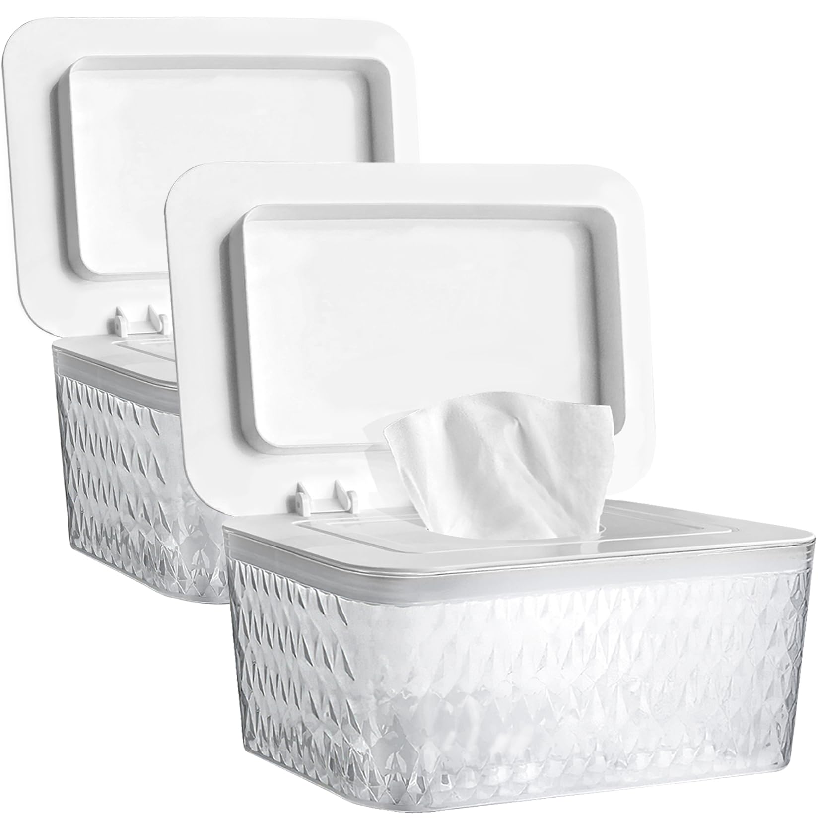 Photo 1 of 2 Pack Wet Baby Wipes Dispenser - Large Capacity Wipe Holder Seal-Designed Dust-Proof Wet Wipes Container Keep Diaper Wipes Fresh