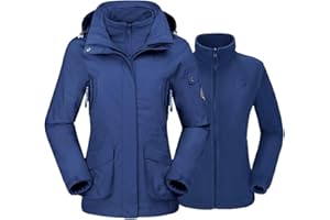 CAMEL CROWN Womens Waterproof Ski Jacket 3-in-1 Windbreaker Winter Coat Fleece Inner for Rain Snow Outdoor Hiking