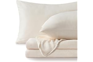 BEDELITE Fleece Sheets Bed Set, Super Soft and Warm Fuzzy Plush Set 4 Piece for Winter Gift & Decor, Includes 1 Deep Pocket F