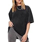 Yimoon 4 Pack Women's Oversized T-Shirts Acid Wash Boyfriend Cotton Tee Shirt Loose Fit Vintage Unisex Streetwear Tops