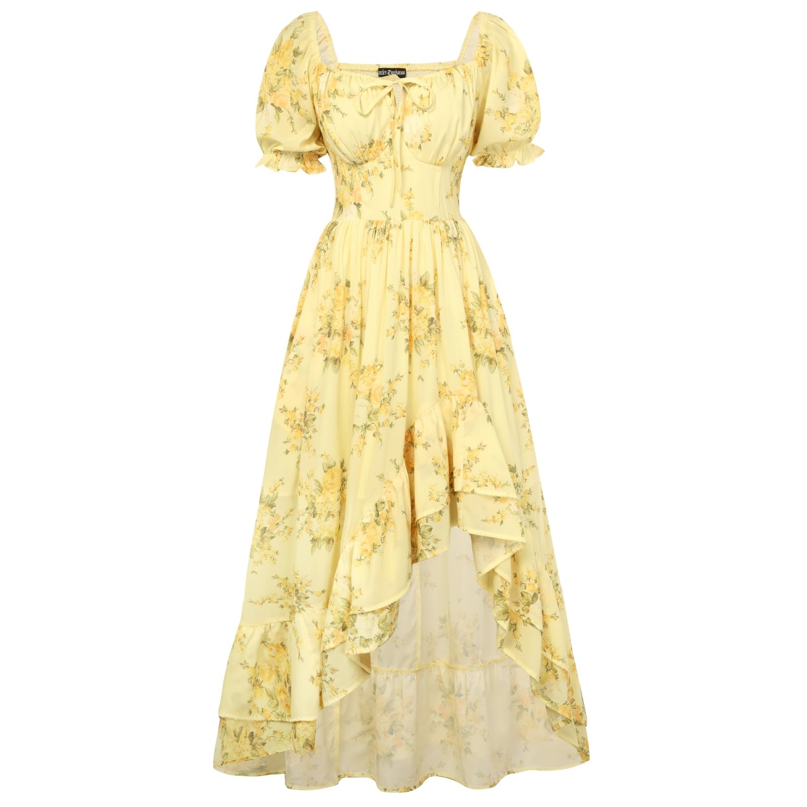 Corset Dresses for Women Summer 2026 Floral Wedding Guest Chiffon Sundress Yellow S Image