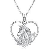 LWXIE Diamond Unicorn Necklace for Women 925 Sterling Silver Unicorn Necklace for Mother Daughter Grandmother Mom Wife 18+2Inch