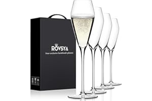 Champagne Flutes Glasses Set of 4, Hand Blown Crystal Wedding Flutes Glass, Ideal for Weddings, Anniversaries, Christmas, Spe