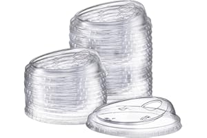 GUSTO [100 Count] Crystal Clear Strawless PET Plastic Lids for 12, 16, 20 & 24 oz. Milkshake Cups