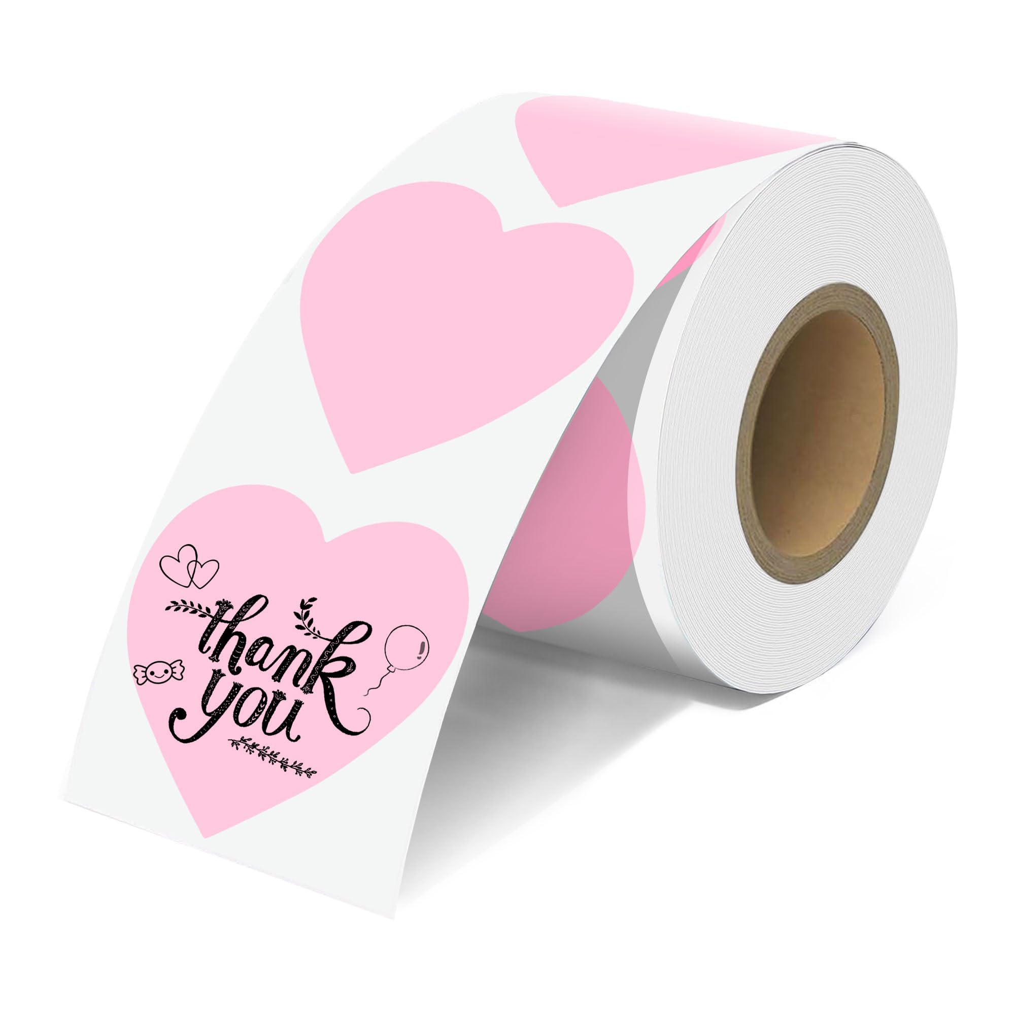 Photo 1 of 2'' Pink Heart Thermal Labels - 600pcs Heart Thermal Printer Labels, Waterproof Thermal Printer Stickers for Logo Design, Name/Price Tag, Thanks Card, Address, QR Code, 600 Labels/Roll (Pink Heart)