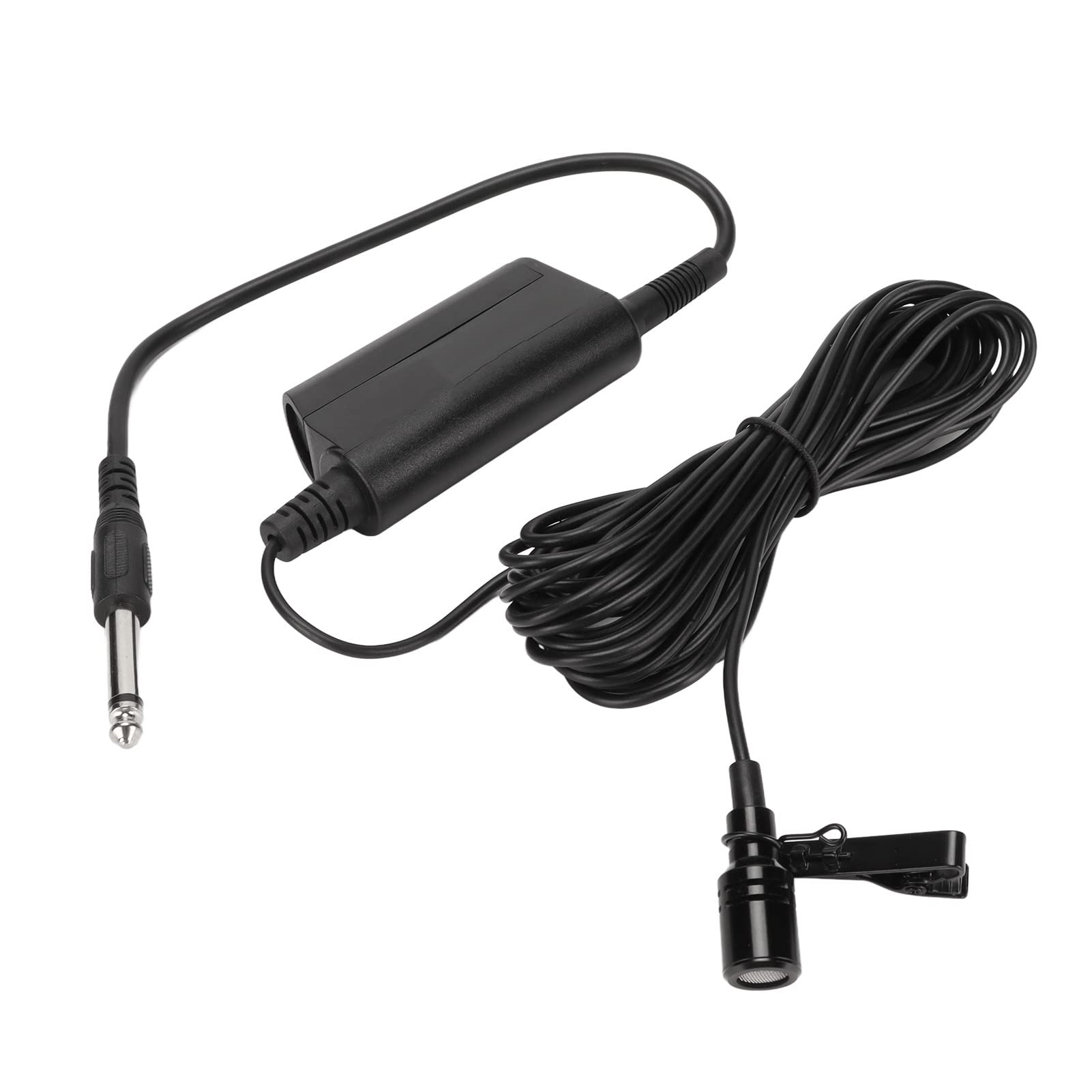 Goshyda Lavalier Microphone, 6.35mm Jack Professional Clip On Wired Microphone Omnidirectional Lapel Mic with 3.5mm Adaptor, 5m/16.4ft Cable, for Guitar Speech Piano Saxophone