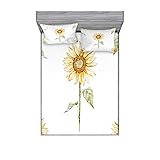 Ambesonne Sunflower Fitted Sheet & Pillow Sham
