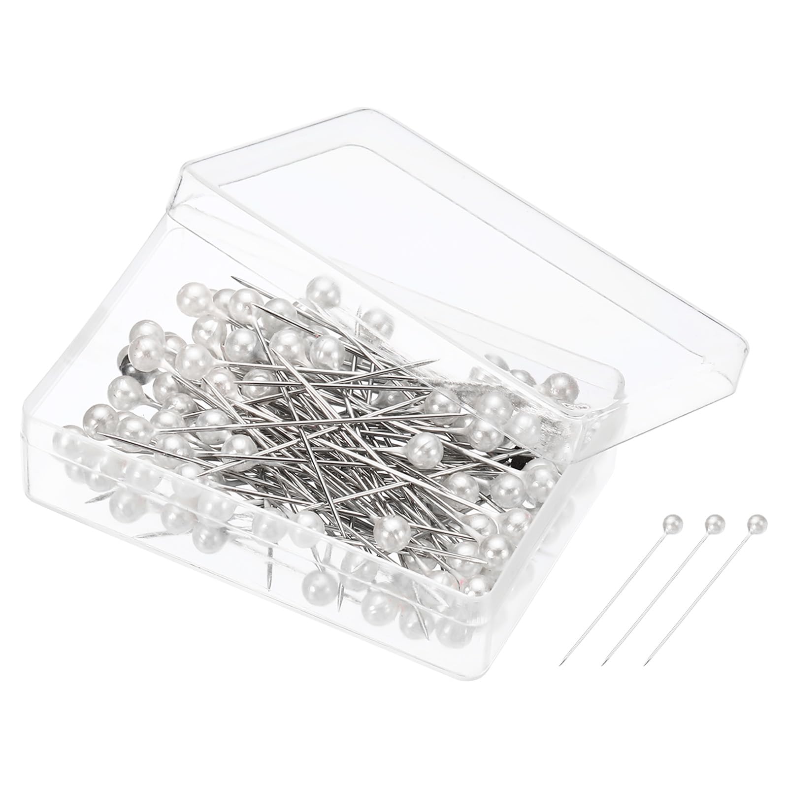 PATIKIL Pearlized Sewing Pins, 1 Set Stainless Steel Ball Head Needle Straight Quilting Pin for Dressmaker Decorations, White