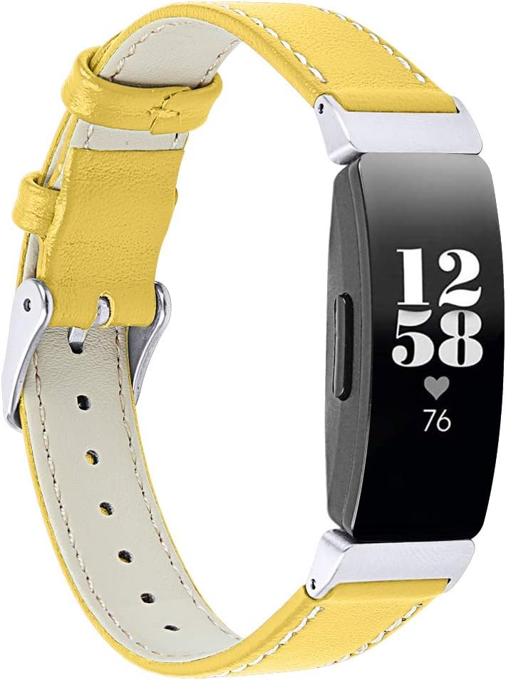 Yemoo Leather Band Compatible for Fitbit Inspire HR/Inspire, Leather Wristband Strap for Fitbit Inspire/Inspire HR Smartwatch