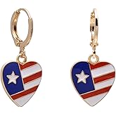 Paialco Puerto Rico Flag Dangle Patriotic Earrings for July 4th, Leverback Earrings for Women