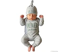 Personalized Cotton Baby Name Outfit Set Custom Newborn Coming Home Outfit Infant Soft Long Sleeve Romper Newborn Gift for Ba