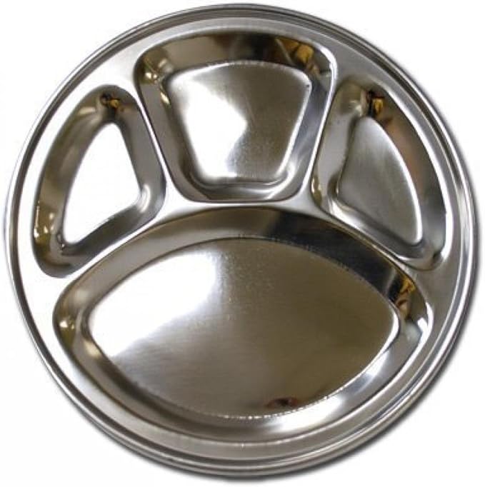 Stainless Steel Round Divided Dinner Plate 4 Sections Amazon.co.uk