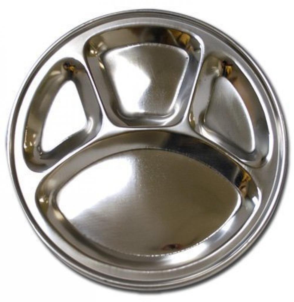 Stainless Steel Round Divided Dinner Plate 4 sections eBay
