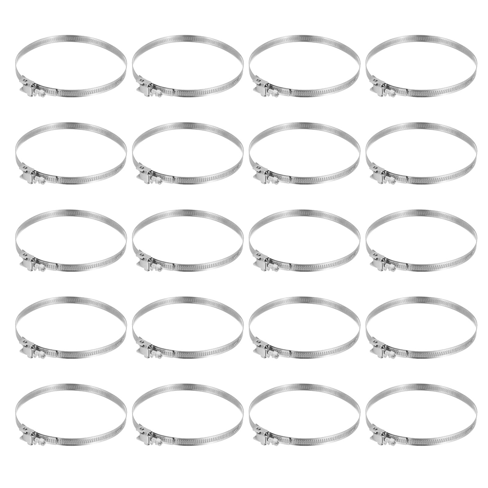 PATIKIL 4 Inch Adjustable Pipe Hose Clamp, 20 Pack Stainless Steel Air Ducting Clamp Worm Gear Drive Hose Clamps Pipe Clamp for Ventilation Duct (50mm-110mm)