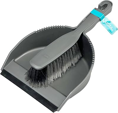 Addis Everyday Stiff Dustpan & Brush Set Plastic Nylon Metallic Silver
