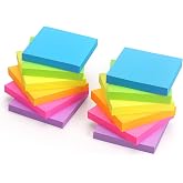 Early Buy Sticky Notes 3 in x 3 in, 6 Bright Color 12 Pads, 100 Sheets/Pad