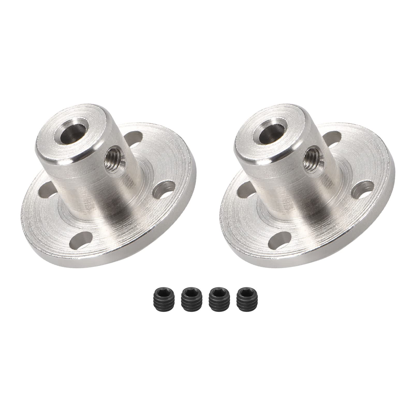 DMiotech 2 Pack 3.17mm Inner Dia H12xD10 Flange Coupling Connector Rigid Guide Shaft Support Coupler Shaft Coupling with Screws for DIY RC Model Motors Silver