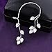 Dnswez Right Ear Wrap Stud CZ Cubic Zirconia Leaf Shape Zirconia Earrings For Women Girl