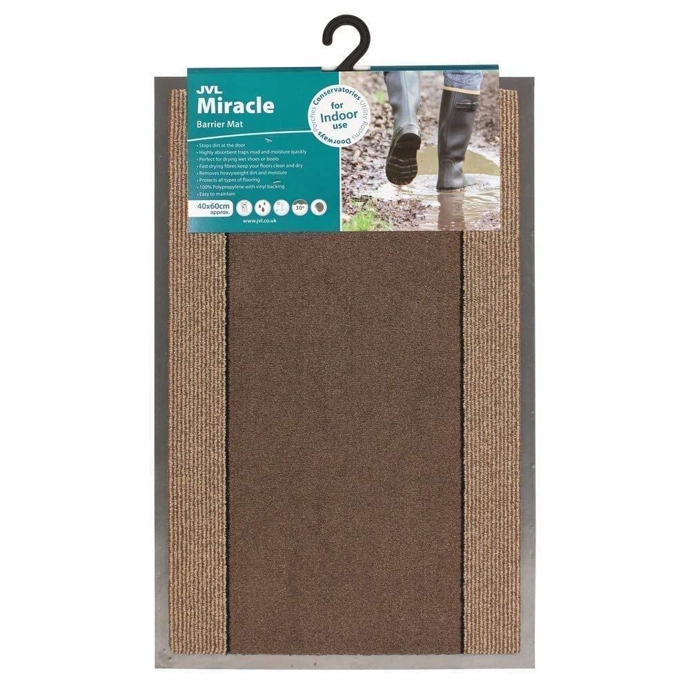JVL Miracle Brown with Beige Stripes Barrier Mat, 40 x 60 cm