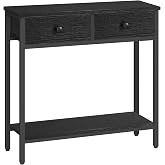 HOOBRO 29.5" Narrow Console Table with 2 Fabric Drawers, Entryway Table | Small Sofa Table with 2-Tier Storage Shelves, Behind Couch Table, for Living Room, Hallway, Black BB71XG01