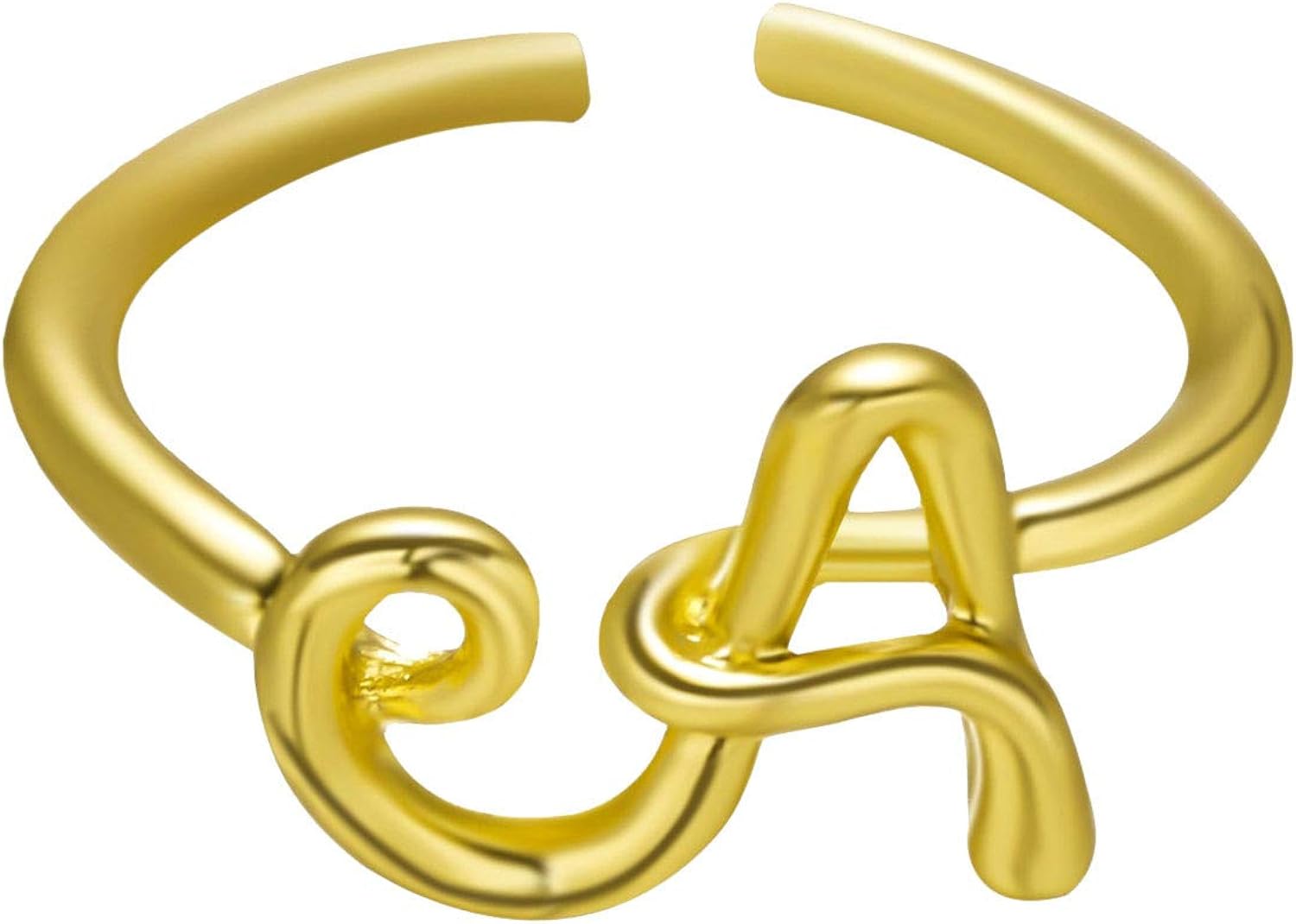 zhushuGG Golden DesignInspired Letter Ring, Adjustable Initial Letter