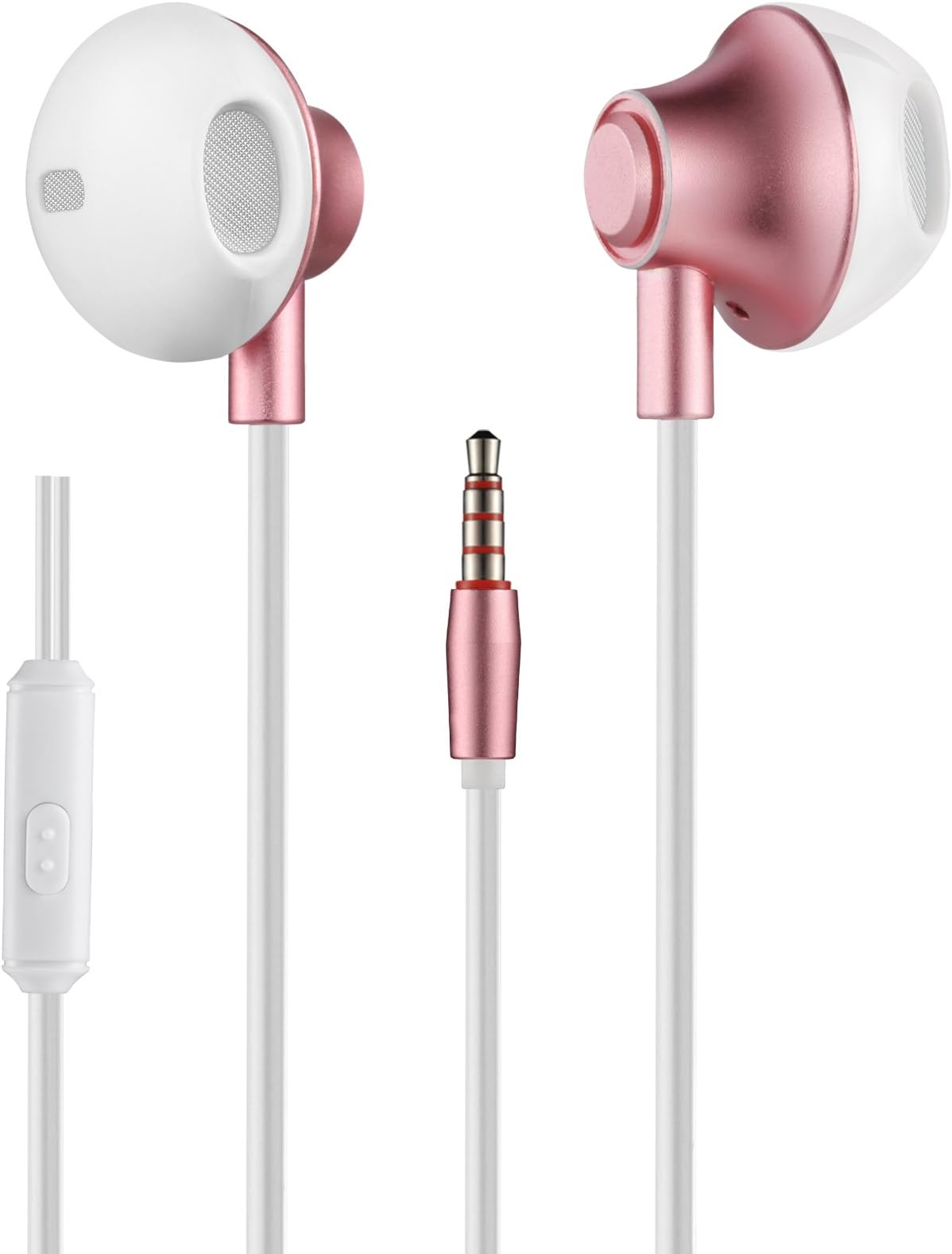 Bealviy In-Ear Earphones Headphones with Remote Control and Microphone, Compatible for Samsung, Android, Huawei, Xiaomi, One Plus, etc (Rose Gold)