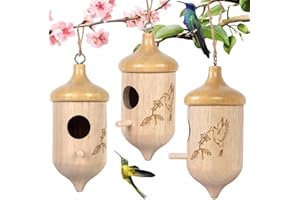 LOTKEY Hummingbird House,Wooden Hummingbird Houses for Outside for Nesting, Gardening Gifts Home Decoration,3 Pack